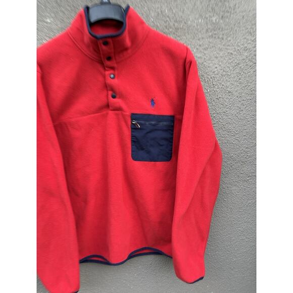 Polo Ralph Lauren Fleece Mock Neck Sweater Size Medium Red - Picture 4 of 11